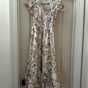 Floral Maxi Dress with Ruffle Sleeves
